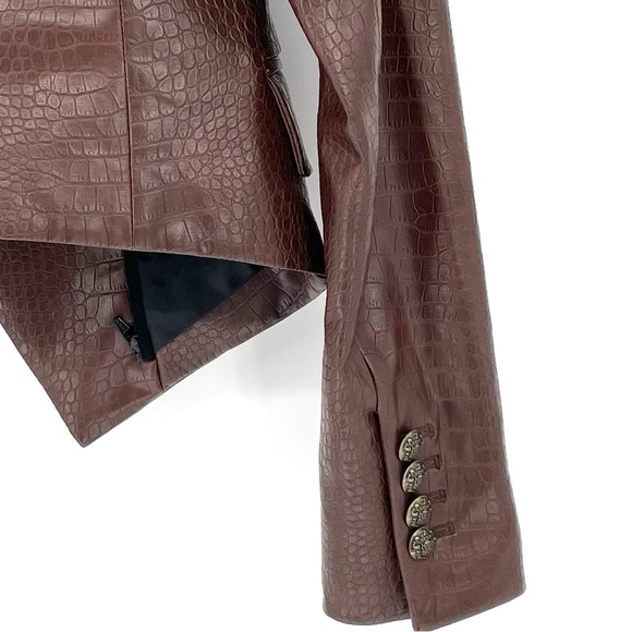 Veronica Beard Cooke Dickey Blazer in Brown Faux Crocodile Vegan Leather Size 2 - Picture 14 of 16